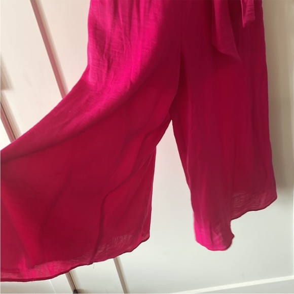 Anthropologie Maeve Womens Size 4 Pink Brin Strapless Cropped Tie Front Jumpsuit - Picture 10 of 10